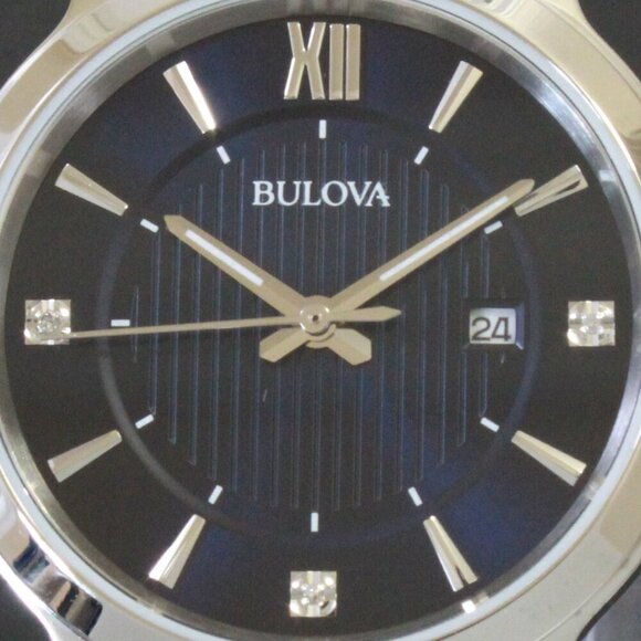 Bulova Classic Diamond Accent Ladies Watch Stainless Deep Blue Dial 32mm - Picture 13 of 14